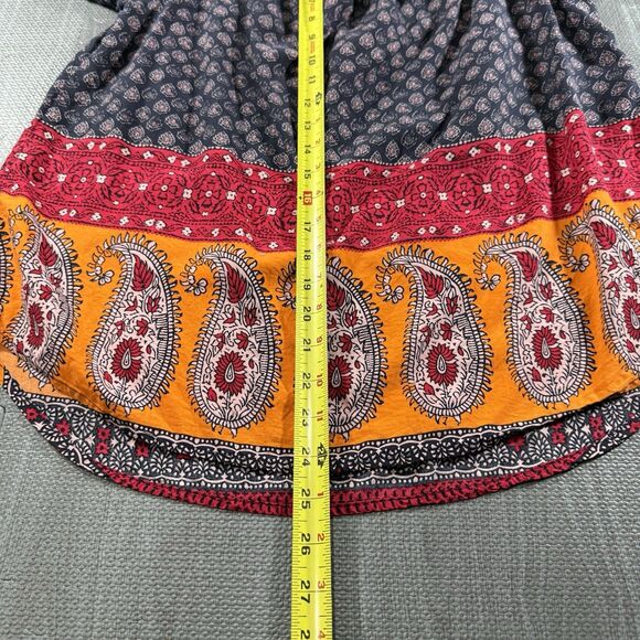 Beach Lunch Lounge Blue Red Orange Floral Paisley Top Size M - Picture 3 of 6